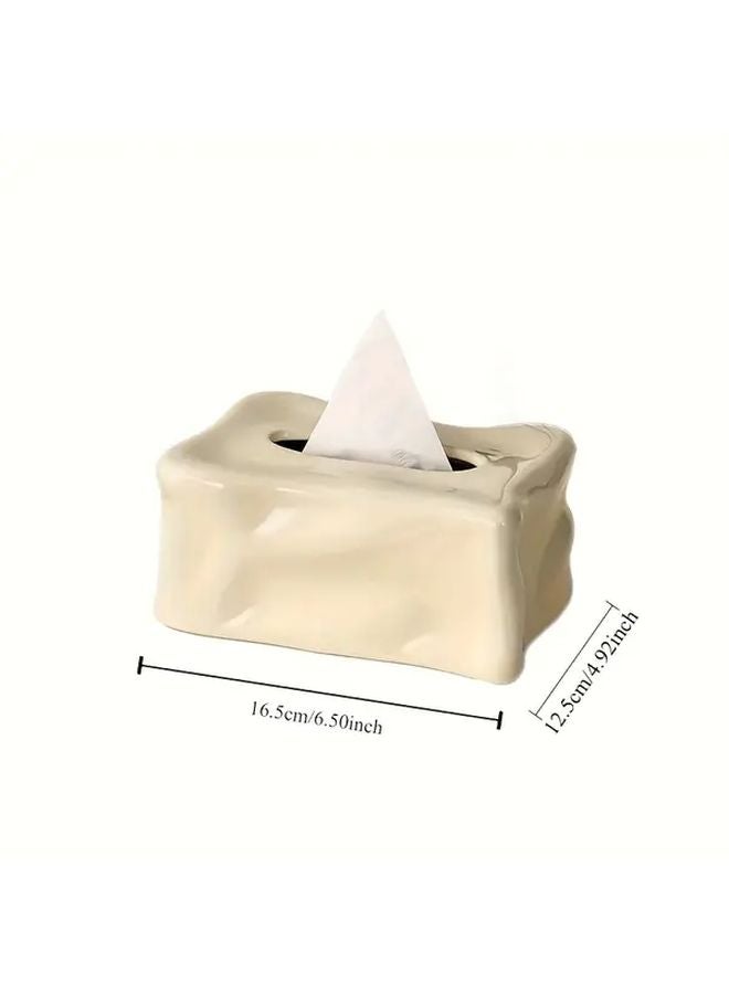 Milky White Ceramic Tissue Box Holder Modern Minimalist Design For Living Room Bathroom - Image 5